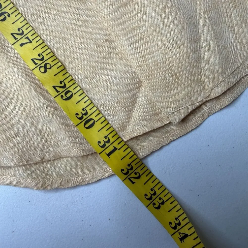 Banana Republic Men's M Linen Long Sleeve Button Up Shirt Yellow Peach Peach